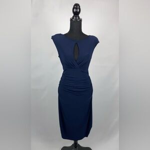 Stretch Dress Ralph Lauren Navy Blue Peephole Size 10